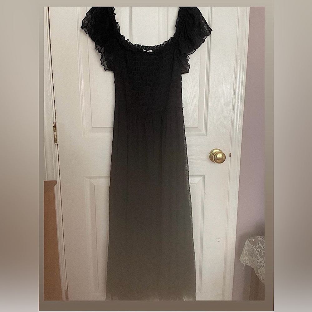Studio Black and Gray Off-Shoulder Maxi Dress